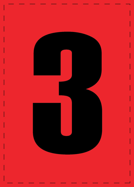 Letter 3 zelfklevende letters en cijferstickers zwart lettertype Rood achtergrond ES-NPVC-3-14