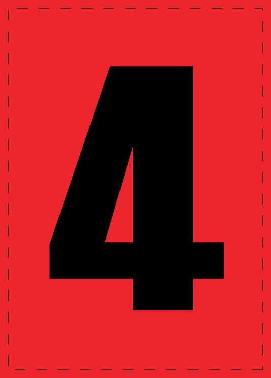 Letter 4 zelfklevende letters en cijferstickers zwart lettertype Rood achtergrond ES-NPVC-4-14