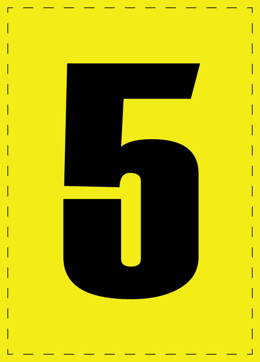 Letter 5 zelfklevende letters en cijferstickers zwart lettertype gele achtergrond ES-NPVC-5-3