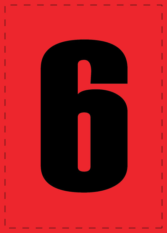 Letter 6 zelfklevende letters en cijferstickers zwart lettertype Rood achtergrond ES-NPVC-6-14