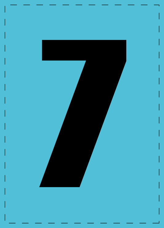 Letter 7 zelfklevende letters en cijferstickers zwart lettertype Blauw achtergrond ES-NPVC-7-50