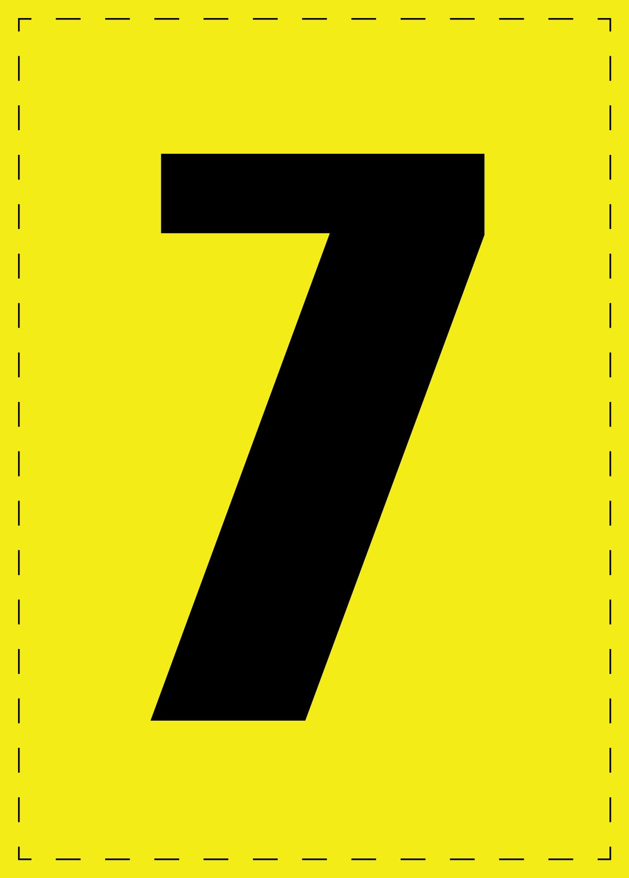Letter 7 zelfklevende letters en cijferstickers zwart lettertype gele achtergrond ES-NPVC-7-3