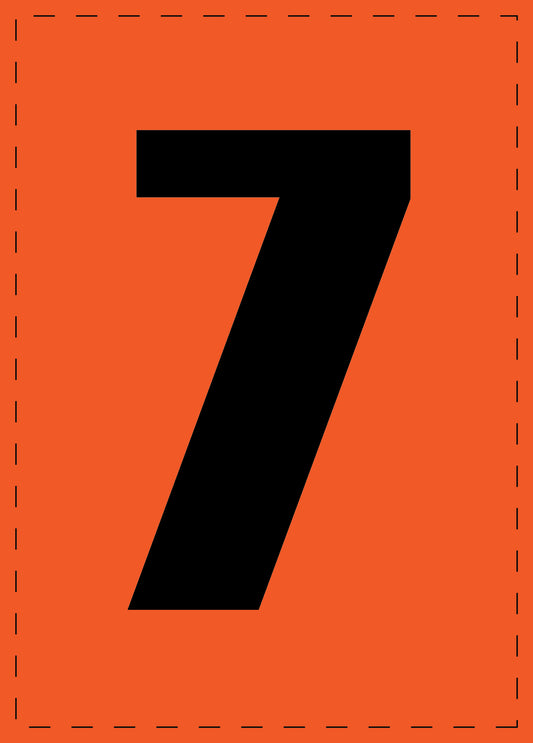 Letter 7 zelfklevende letters en cijferstickers zwart lettertype Oranje achtergrond ES-NPVC-7-8