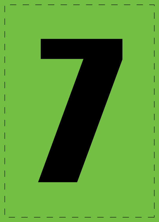 Letter 7 zelfklevende letters en cijferstickers zwart lettertype groen achtergrond ES-NPVC-7-67