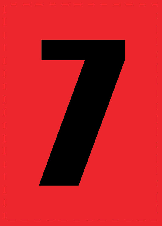 Letter 7 zelfklevende letters en cijferstickers zwart lettertype Rood achtergrond ES-NPVC-7-14
