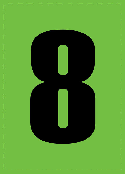 Letter 8 zelfklevende letters en cijferstickers zwart lettertype groen achtergrond ES-NPVC-8-67