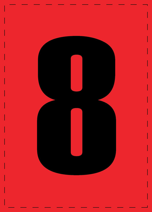 Letter 8 zelfklevende letters en cijferstickers zwart lettertype Rood achtergrond ES-NPVC-8-14