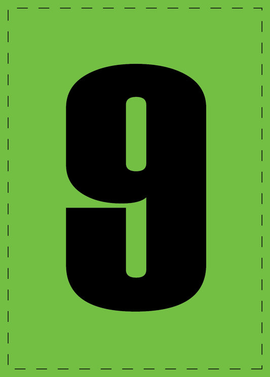Letter 9 zelfklevende letters en cijferstickers zwart lettertype groen achtergrond ES-NPVC-9-67