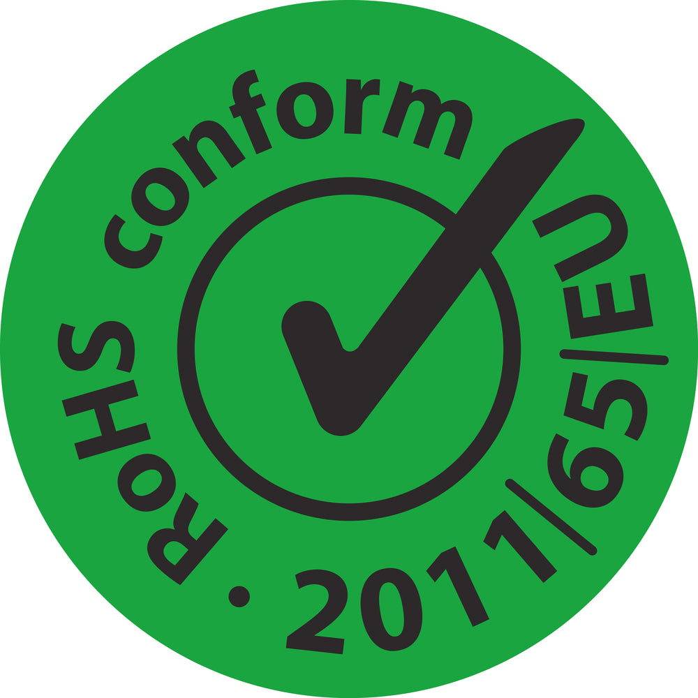 100x elektrische apparaten Kentekenplaat Rohs "ROHS STICKER 2011/65/EU CONFORM" EW-R-300