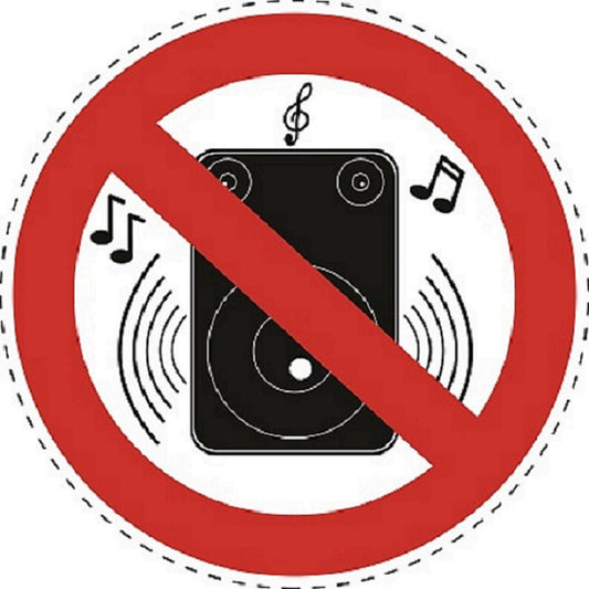 1 stuk Verbodssticker "Geen luide muziek" gemaakt van PVC-kunststof, ES-SI20000