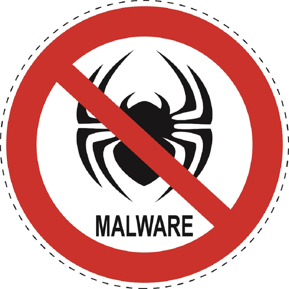 1 stuk Verbodssticker "Geen malware" gemaakt van PVC-kunststof, ES-SI20600