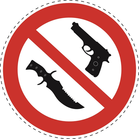 1 stuk Verbodssticker "Geen wapens toegestaan" gemaakt van PVC-kunststof, ES-SI21100