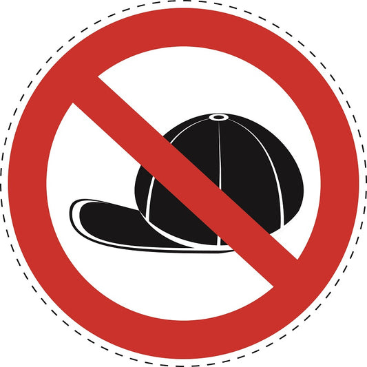 1 stuk Verbodssticker "Geen hoeden toegestaan" gemaakt van PVC-kunststof, ES-SI28500