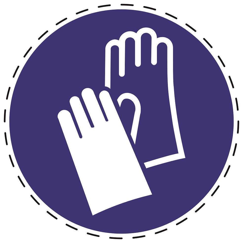 Gebodenstickers "Gebruik handbescherming" gemaakt van PVC-kunststof, ES-SIM029