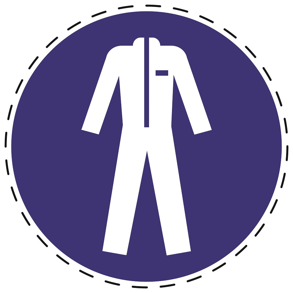 Gebodenstickers "Gebruik beschermende kleding" gemaakt van PVC-kunststof, ES-SIM030