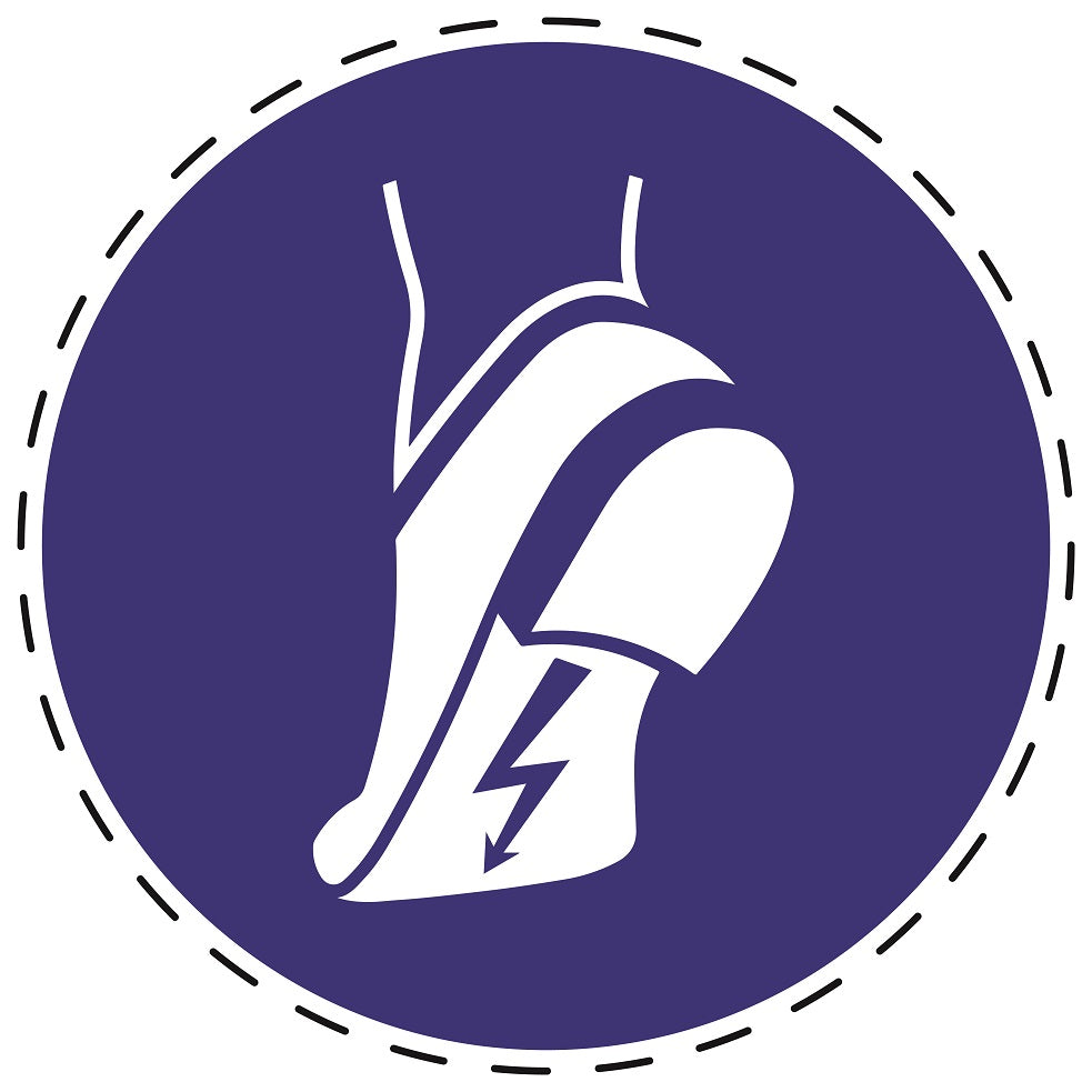 Gebodenstickers "Gebruik antistatisch schoeisel" gemaakt van PVC-kunststof, ES-SIM051