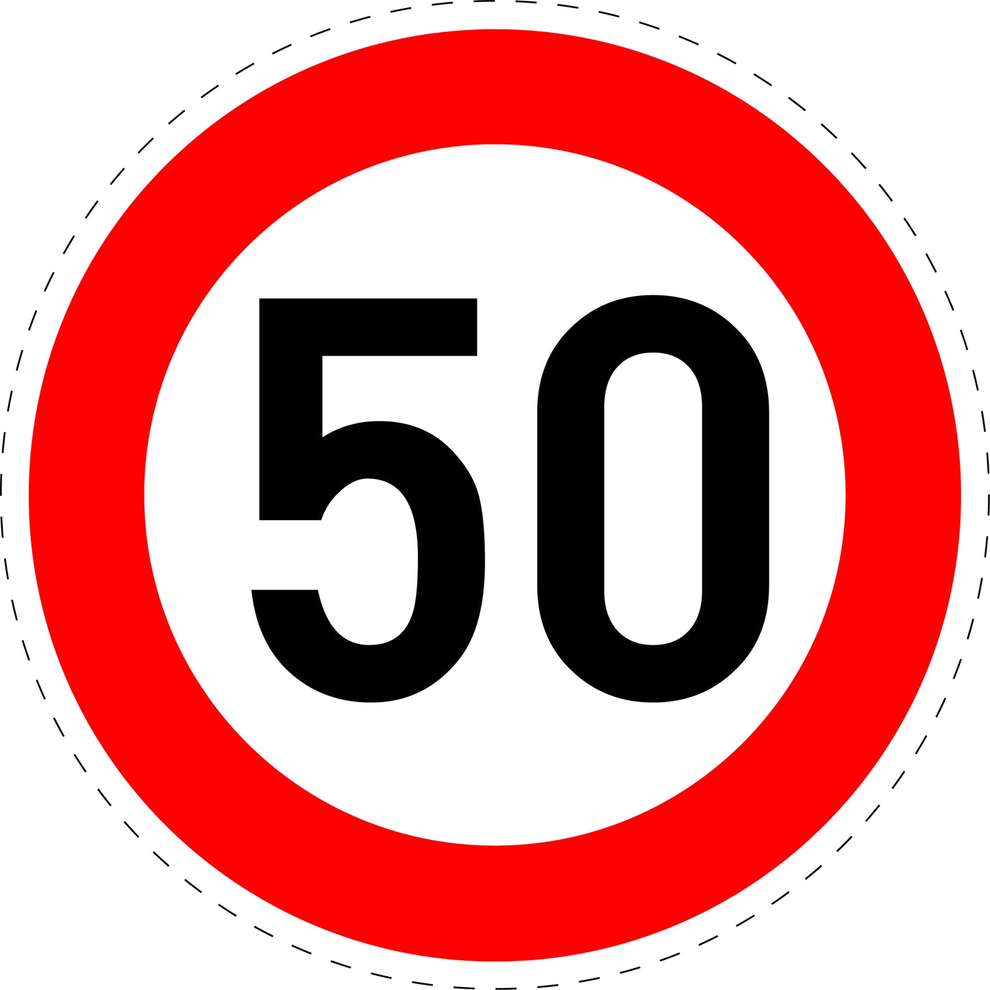 1 Stuk verkeersbord "Maximumsnelheid 50 km/u" – 20-70 cm – EW-Verk-274-55