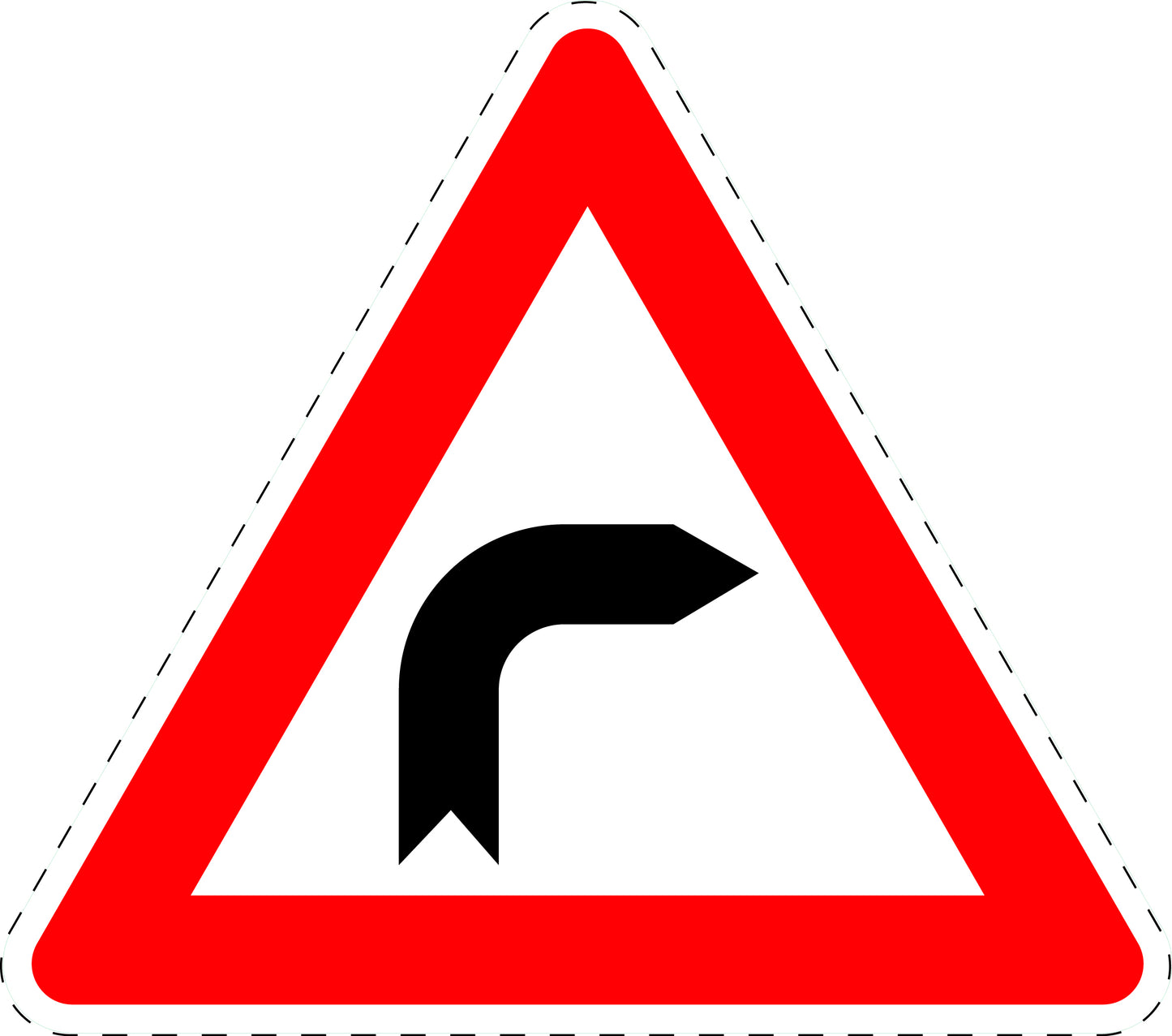 1 stuk verkeersbord "Rechterbocht" 20–70 cm EW-Verk-103-20