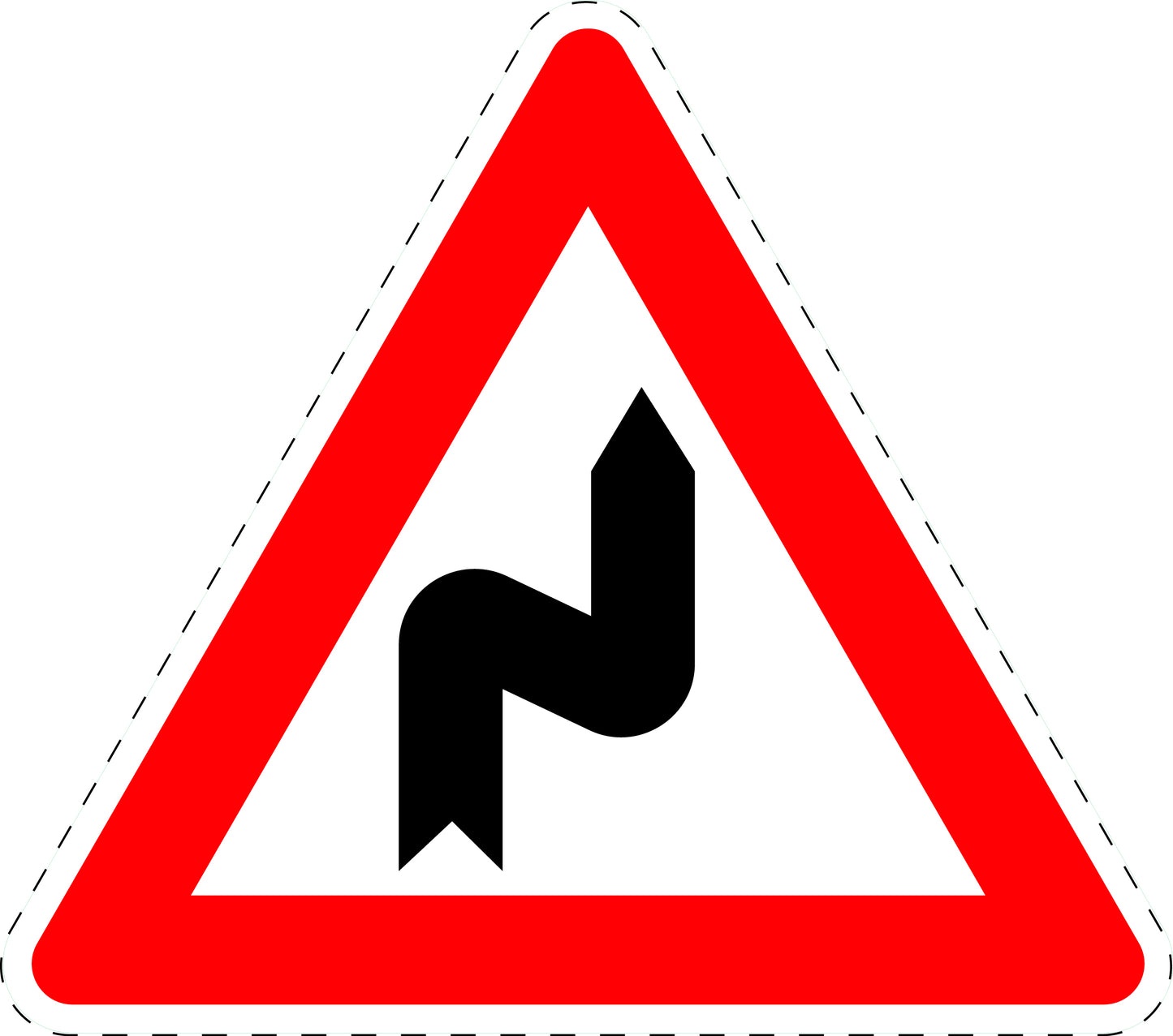 1 stuk verkeersbord "Dubbele bocht (eerst naar rechts)" 2–15 cm EW-Verk-105-20