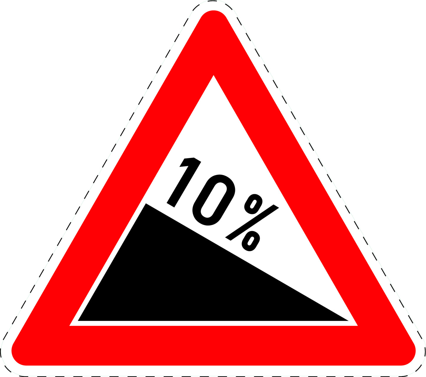 1 stuk verkeersbord "Afdaling 10%" 2–15 cm EW-Verk-108-56