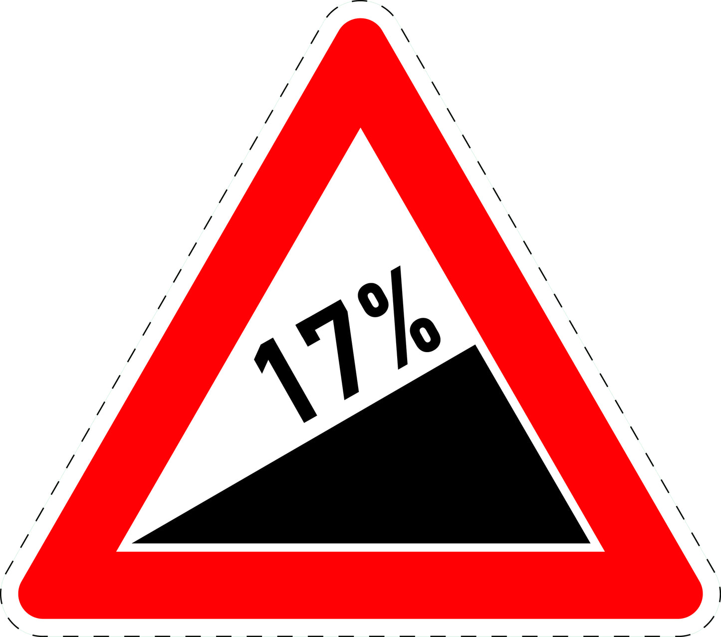 1 Stuk verkeersbord "Stijging 17%" 2–15 cm EW-Verk-110-63