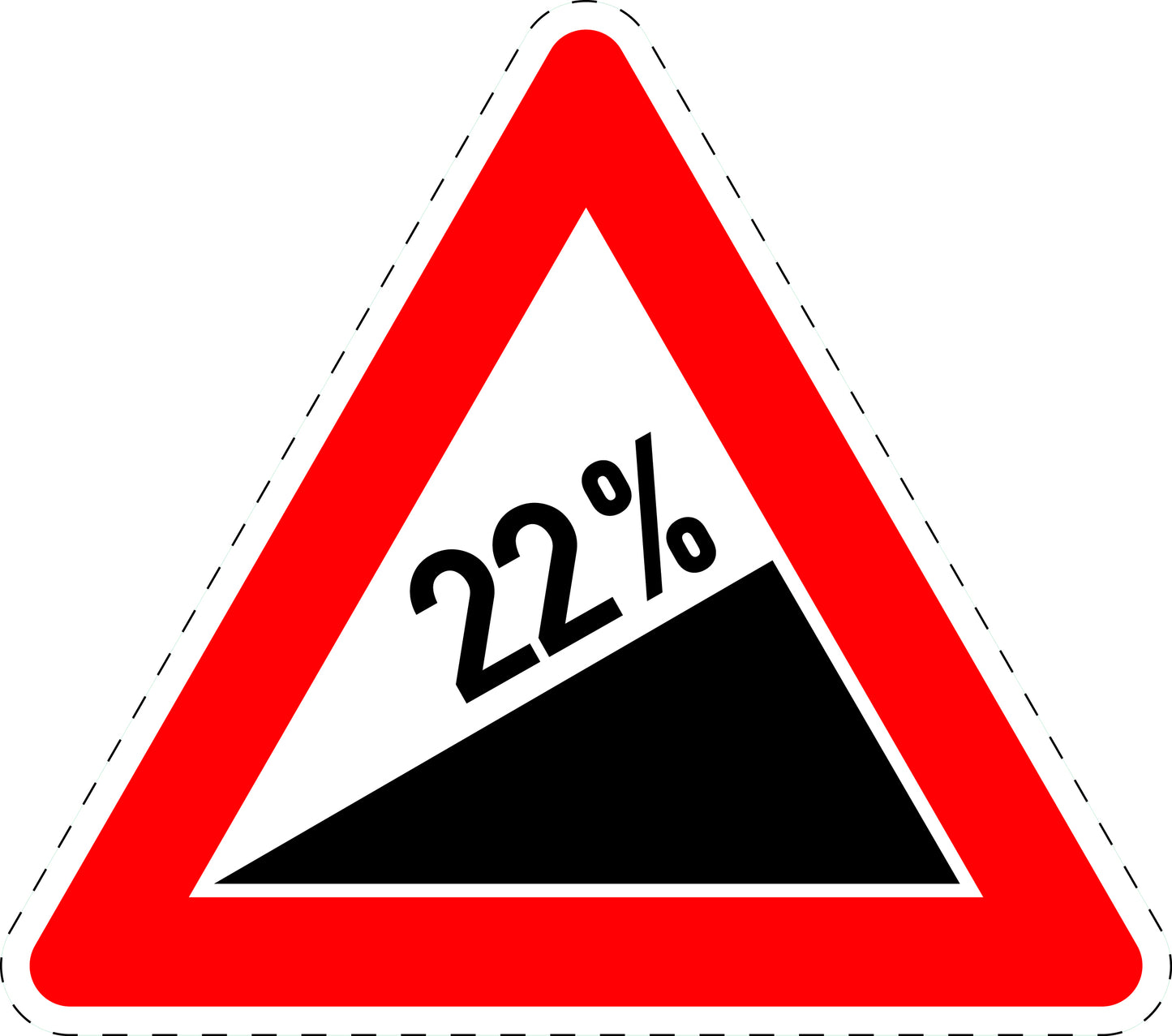 1 Stuk verkeersbord "Stijging 22%" 2–15 cm EW-Verk-110-68