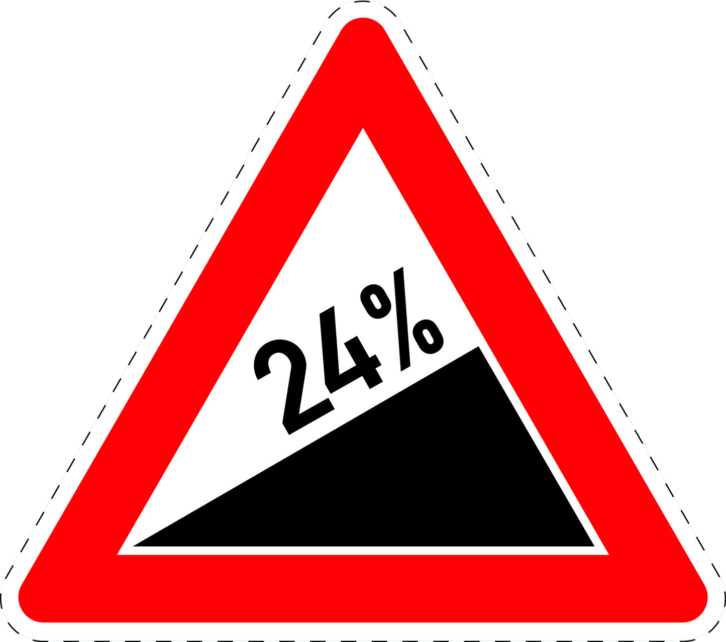 1 Stuk verkeersbord "Stijging 24%" 20–70 cm EW-Verk-110-70