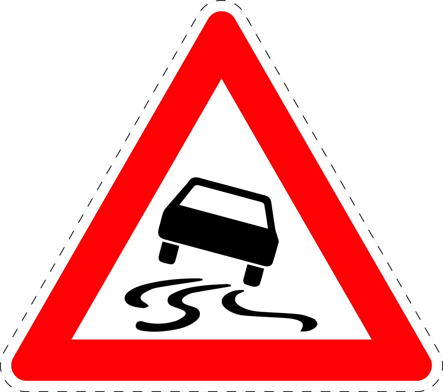 1 Stuk verkeersbord "Glad wegdek bij natheid of vervuiling" 2–15 cm EW-Verk-114