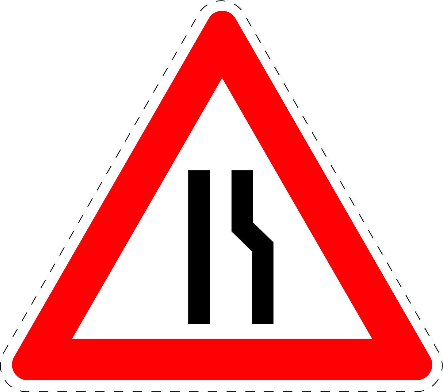 1 Stuk verkeersbord "Wegversmalling rechts" 2–15 cm EW-Verk-121-10