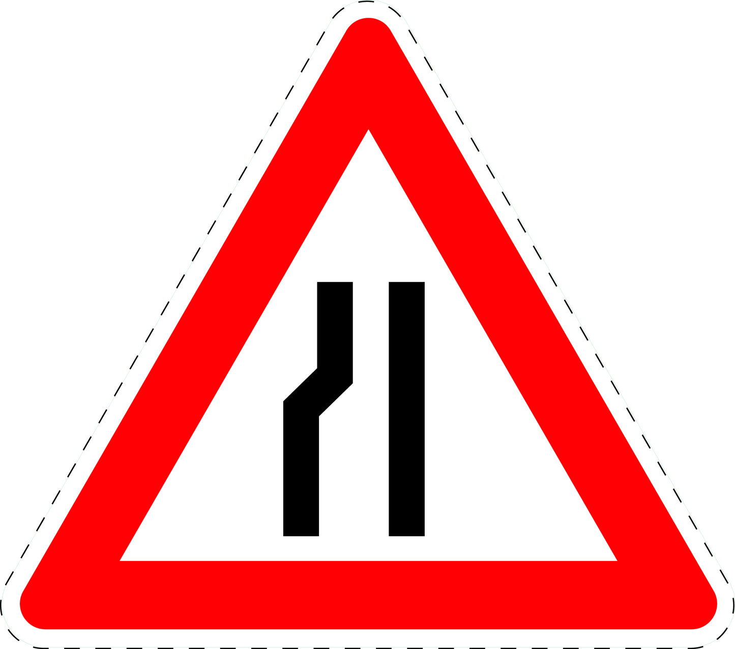 1 Stuk verkeersbord "Wegversmalling links" 20–70 cm EW-Verk-121-20