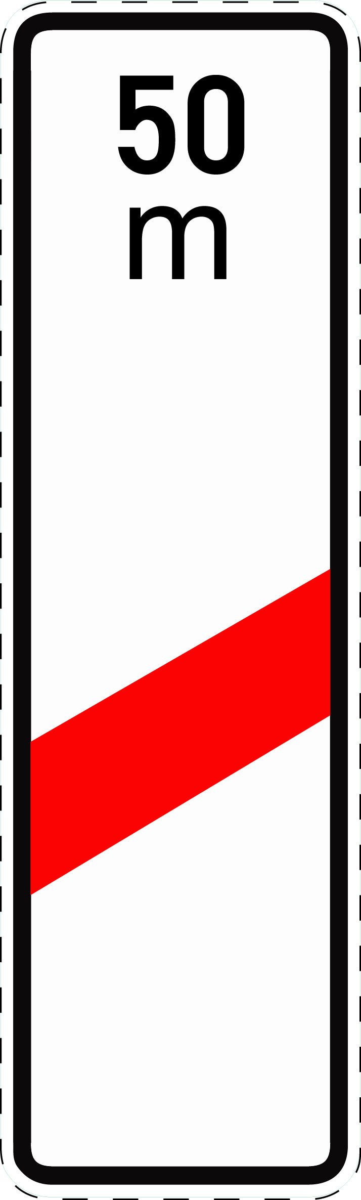 1 stuk verkeersbord "Eén-streep waarschuwingbaken met afstandsaanduiding (plaatsing rechts)" 20–70 cm EW-Verk-162-11