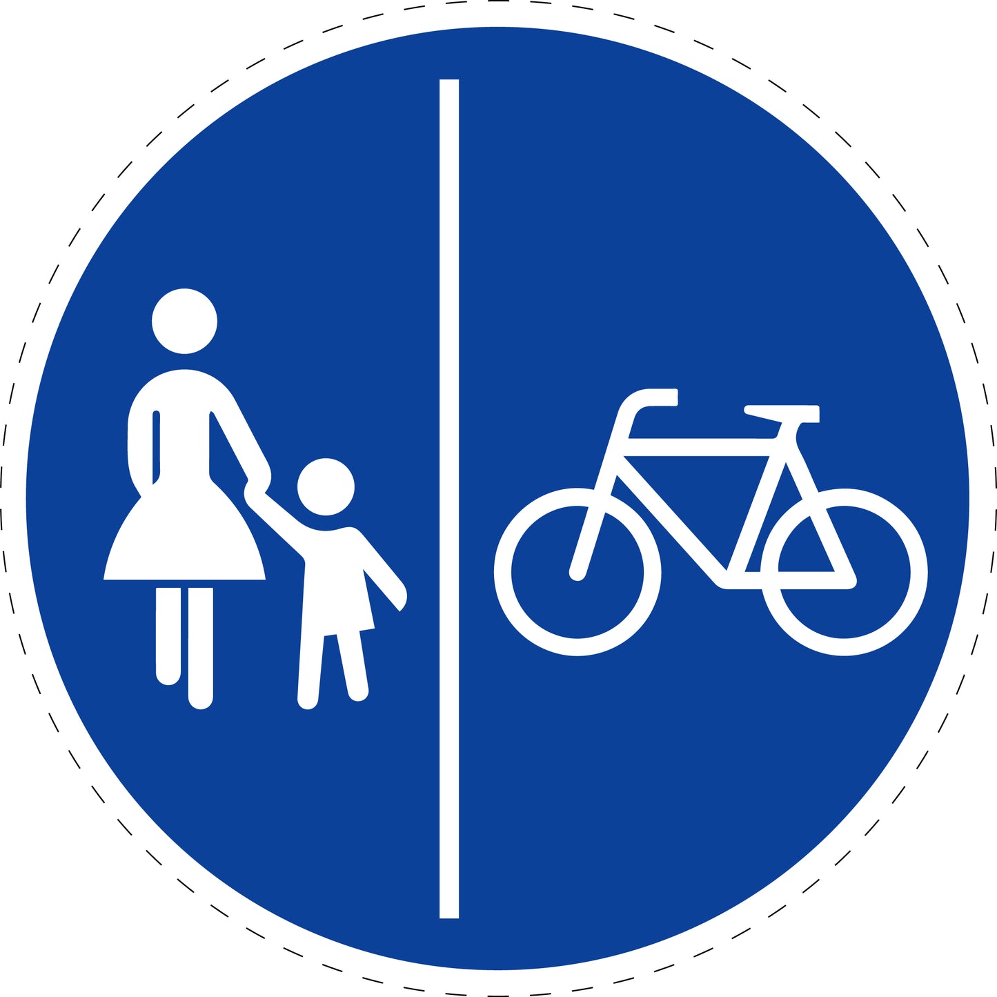 1 stuk verkeersbord "Gescheiden fiets- en voetpad (voetgangers links, fietsers rechts)" – 20-70 cm – EW-Verk-241-31