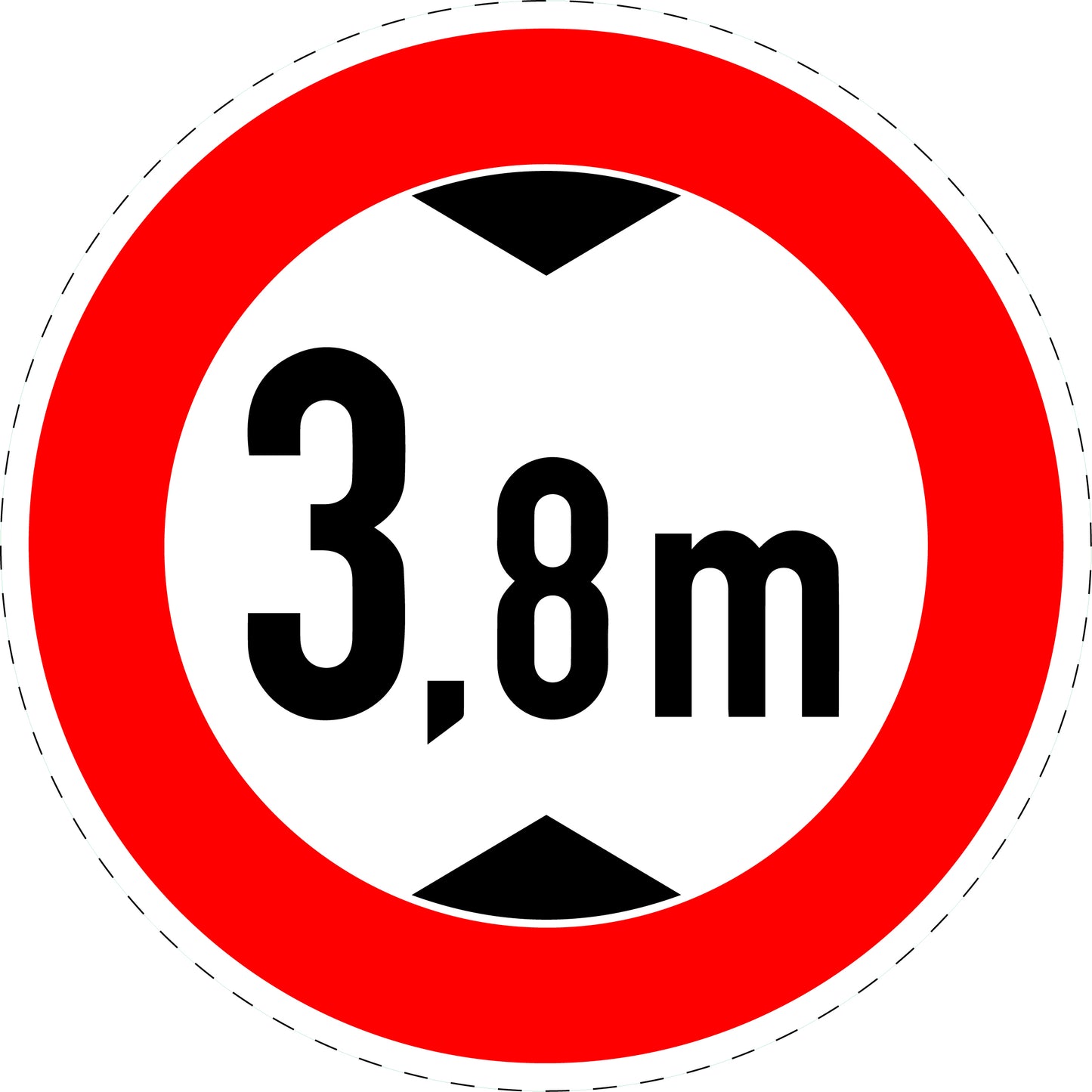 1 stuk verkeersbord "Maximale toegestane hoogte" – 2-15 cm – EW-Verk-265