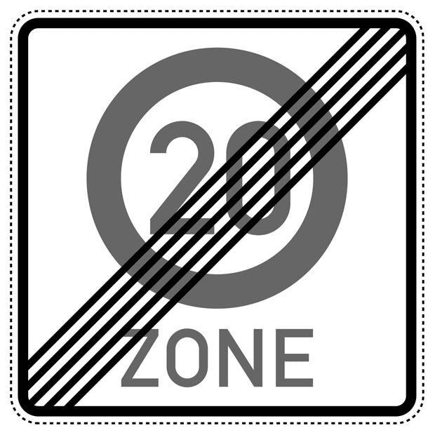 1 Stuk verkeersbord "Einde zone 20 km/u" – 2-15 cm – EW-Verk-274-2-51