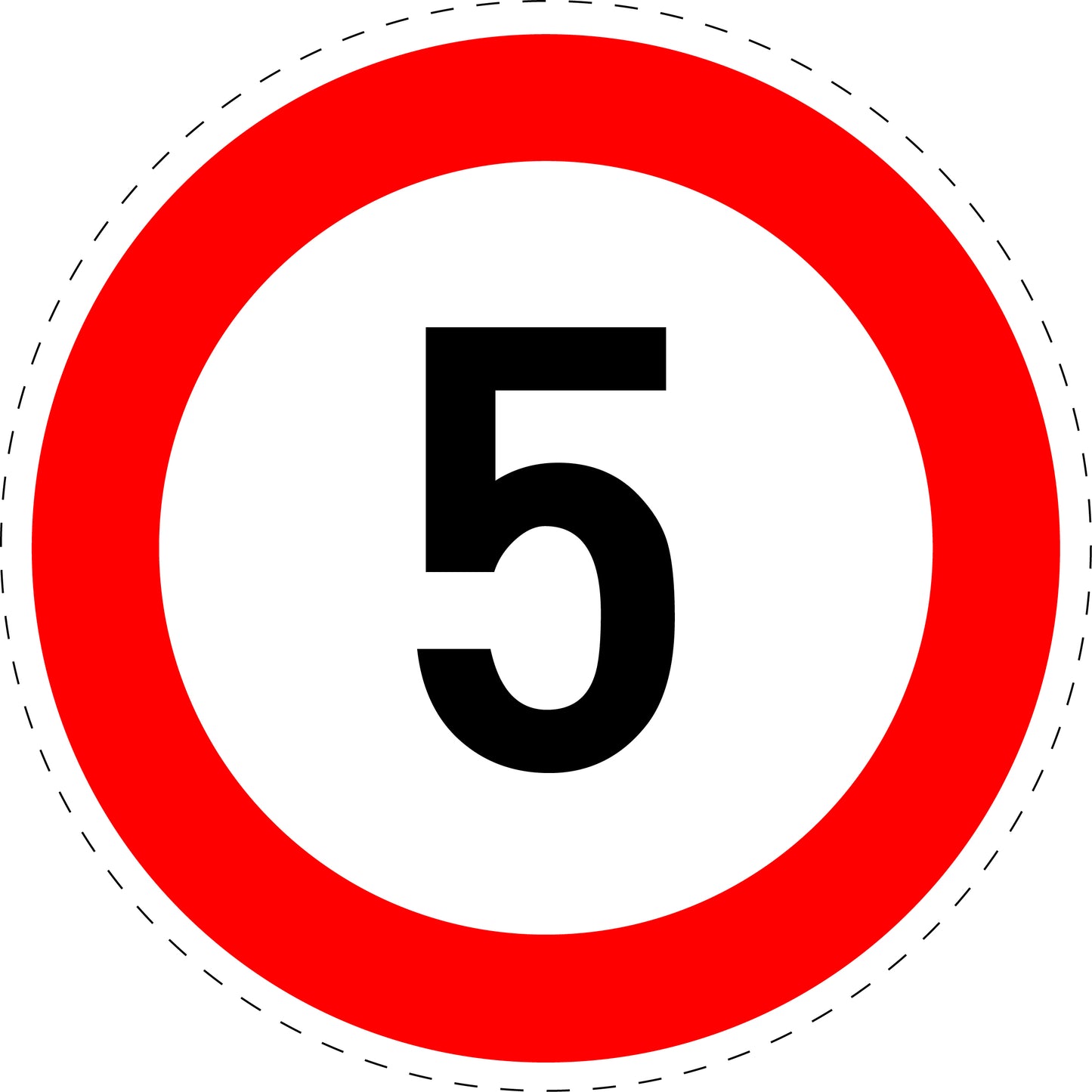 1 Stuk verkeersbord "Maximumsnelheid 5 km/u" – 2-15 cm – EW-Verk-274-50