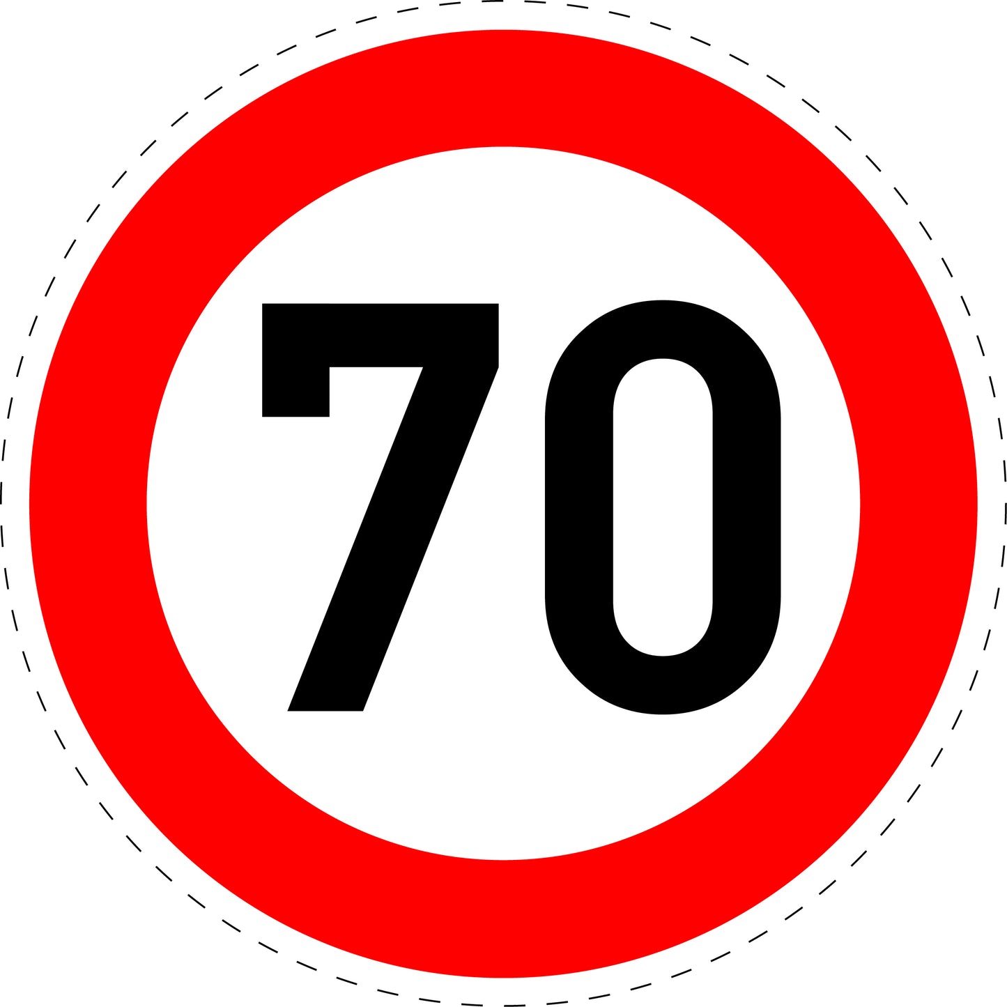 1 Stuk verkeersbord "Maximumsnelheid 70 km/u" – 20-70 cm – EW-Verk-274-57