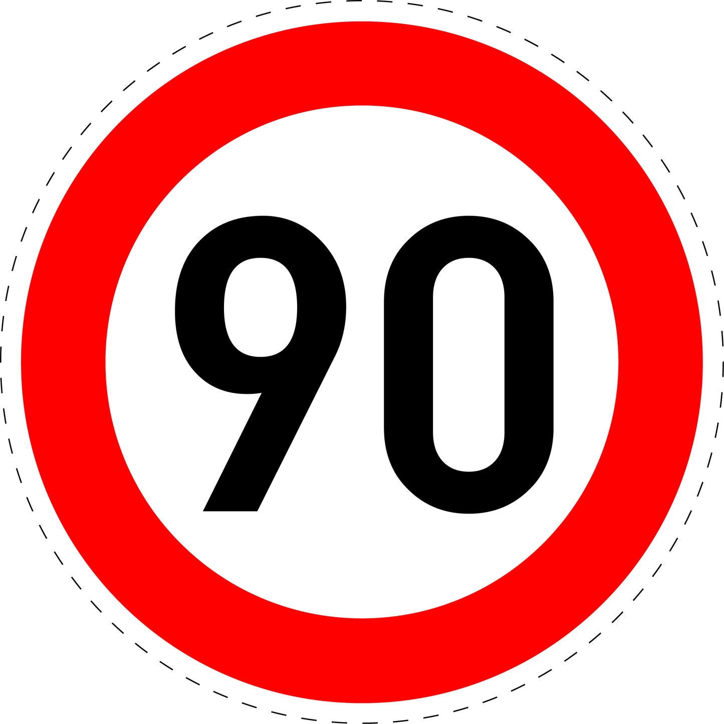 1 Stuk verkeersbord "Maximumsnelheid 90 km/u" – 20-70 cm – EW-Verk-274-59