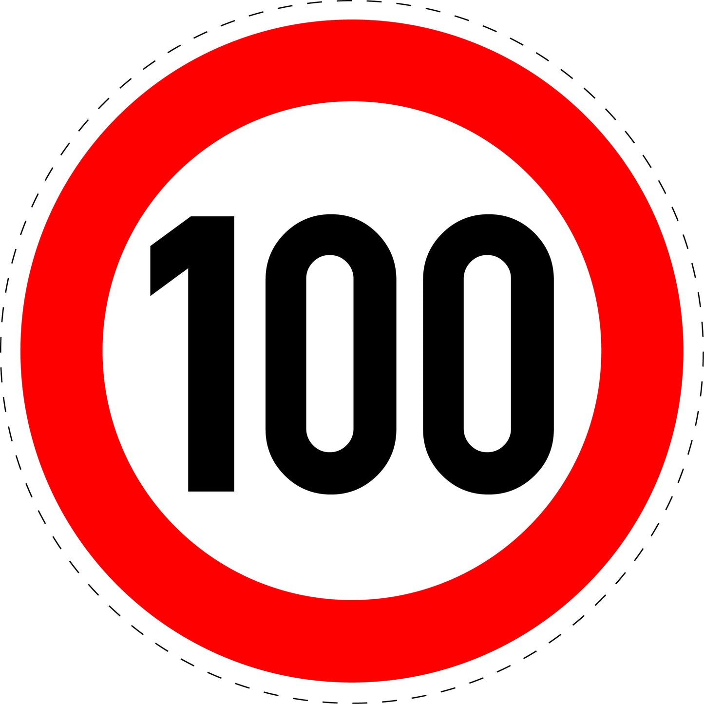 1 Stuk verkeersbord "Maximumsnelheid 100 km/u" – 2-15 cm – EW-Verk-274-60