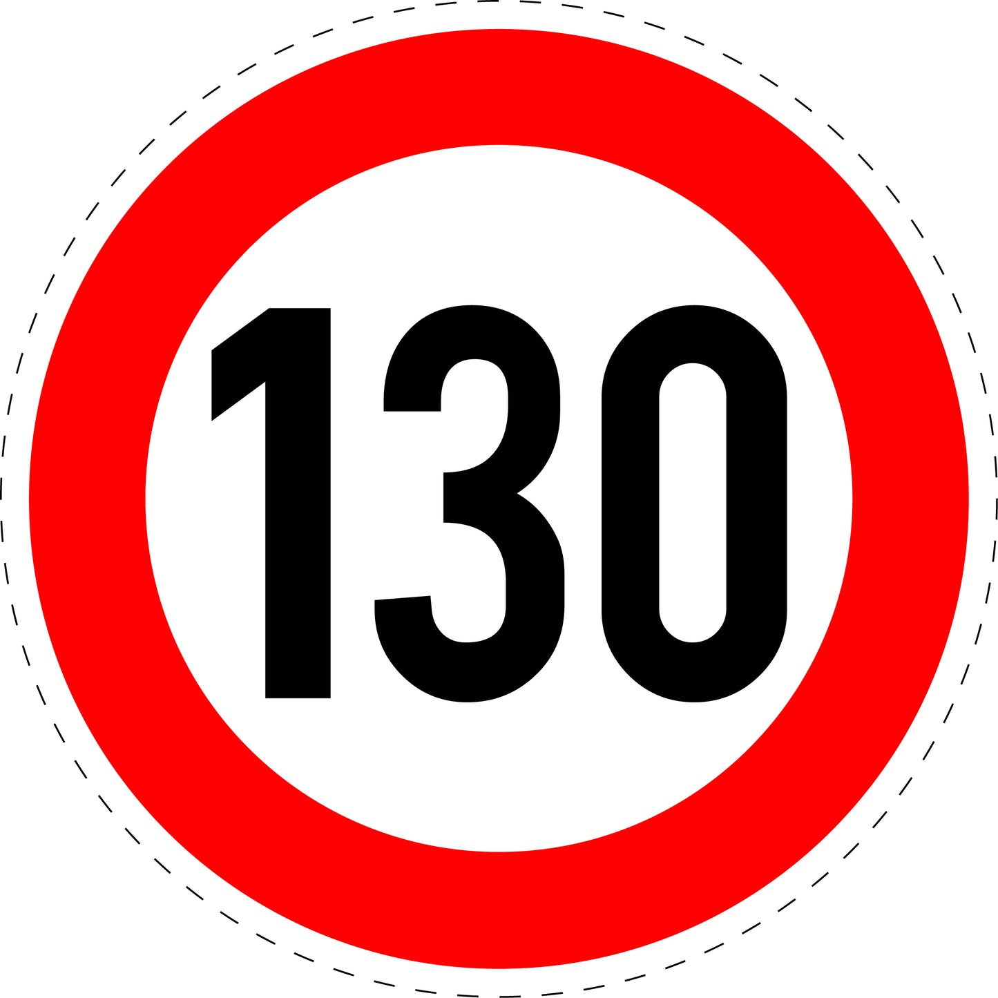 1 Stuk verkeersbord "Maximumsnelheid 130 km/u" – 2-15 cm – EW-Verk-274-63