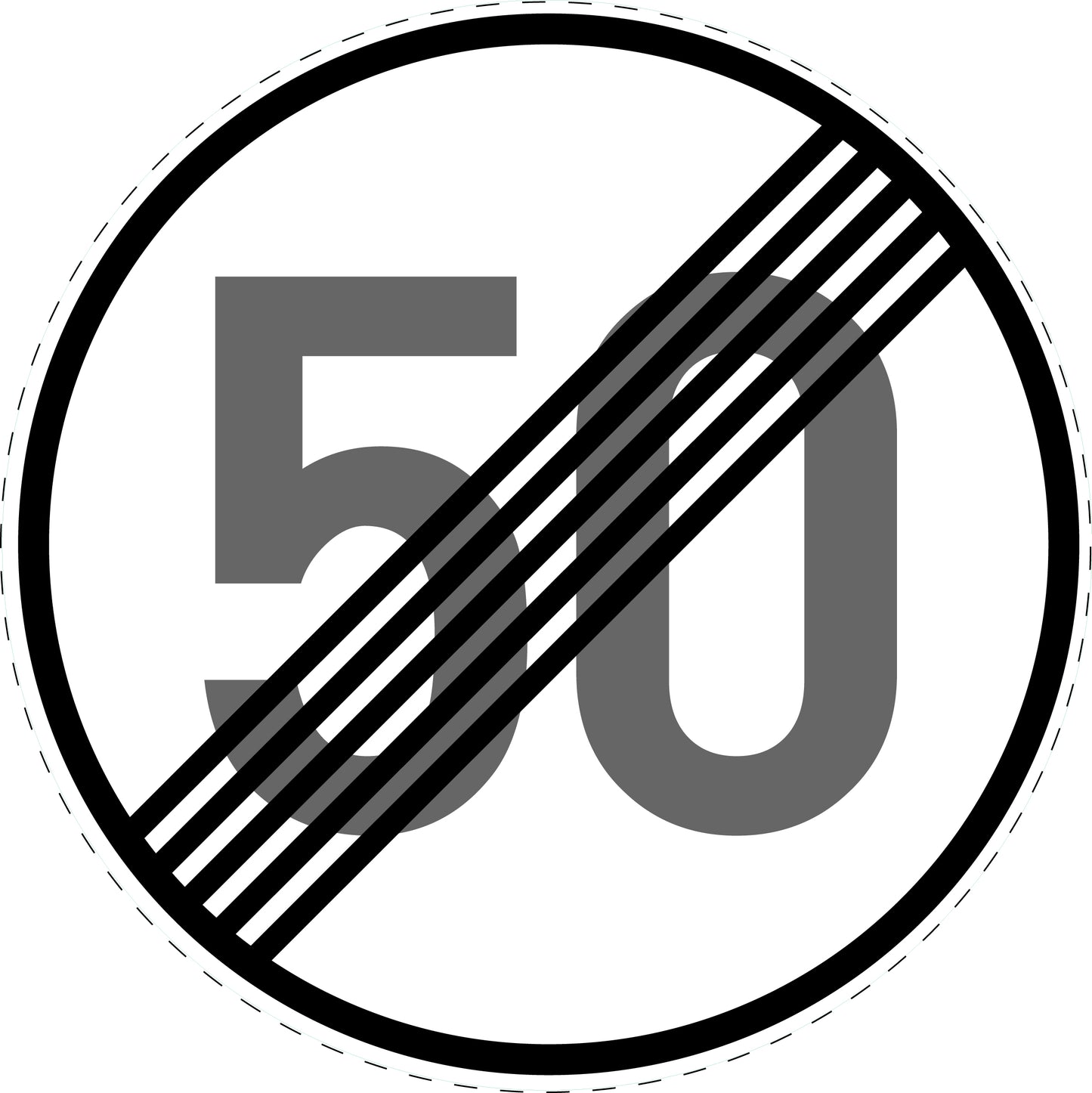 1 Stuk verkeersbord "Einde snelheidsbeperking 50 km/u" – 20-70 cm – EW-Verk-278-55