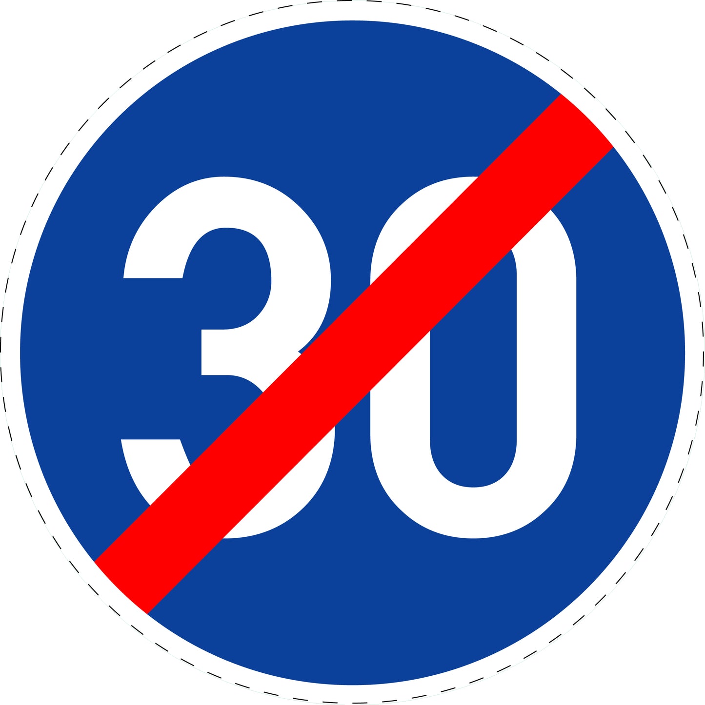 1 Stuk verkeersbord "Einde van de verplichte minimumsnelheid" – 20–70 cm – EW-Verk-279