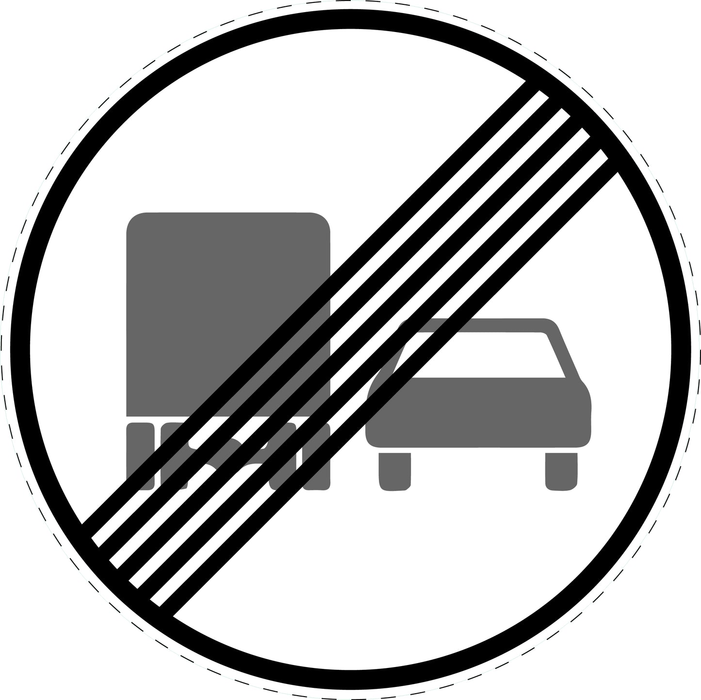 1 Stuk verkeersbord "Einde van het inhaalverbod voor motorvoertuigen boven 3,5 ton" – 20–70 cm – EW-Verk-281