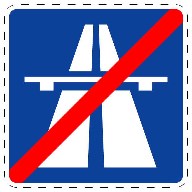 1 Stuk verkeersbord "Einde autosnelweg" 2–15 cm EW-Verk-334