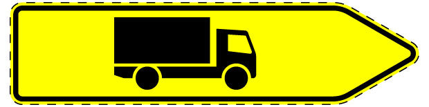 1 Stuk verkeersbord "Richtingsbord voor specifiek verkeer, motorvoertuigen met een toegestane maximummassa van meer dan 3,5 t – rechtsaf" 20–70 cm EW-Verk-421-20
