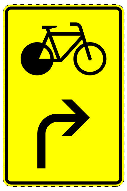1 Stuk verkeersbord "Fietsverkeer – rechtsaf" 2–15 cm EW-Verk-442-20