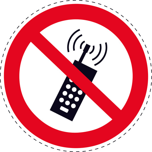1 stuk Verbodssticker "Mobiele telefoons verboden" gemaakt van PVC-kunststof, ES-SI180