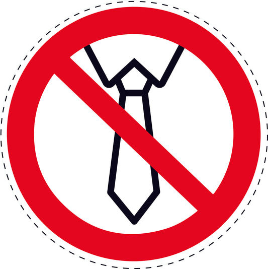 1 stuk Verbodssticker "Gebruik met stropdas verboden" gemaakt van PVC-kunststof, ES-SI270