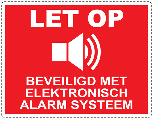 Alarmsticker 10-30 cm EW-ALARM-H-10000-14 Materiaal: wit PVC kunststof
