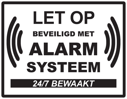 Alarmsticker 10-30 cm EW-ALARM-H-10200-88 Materiaal: wit PVC kunststof