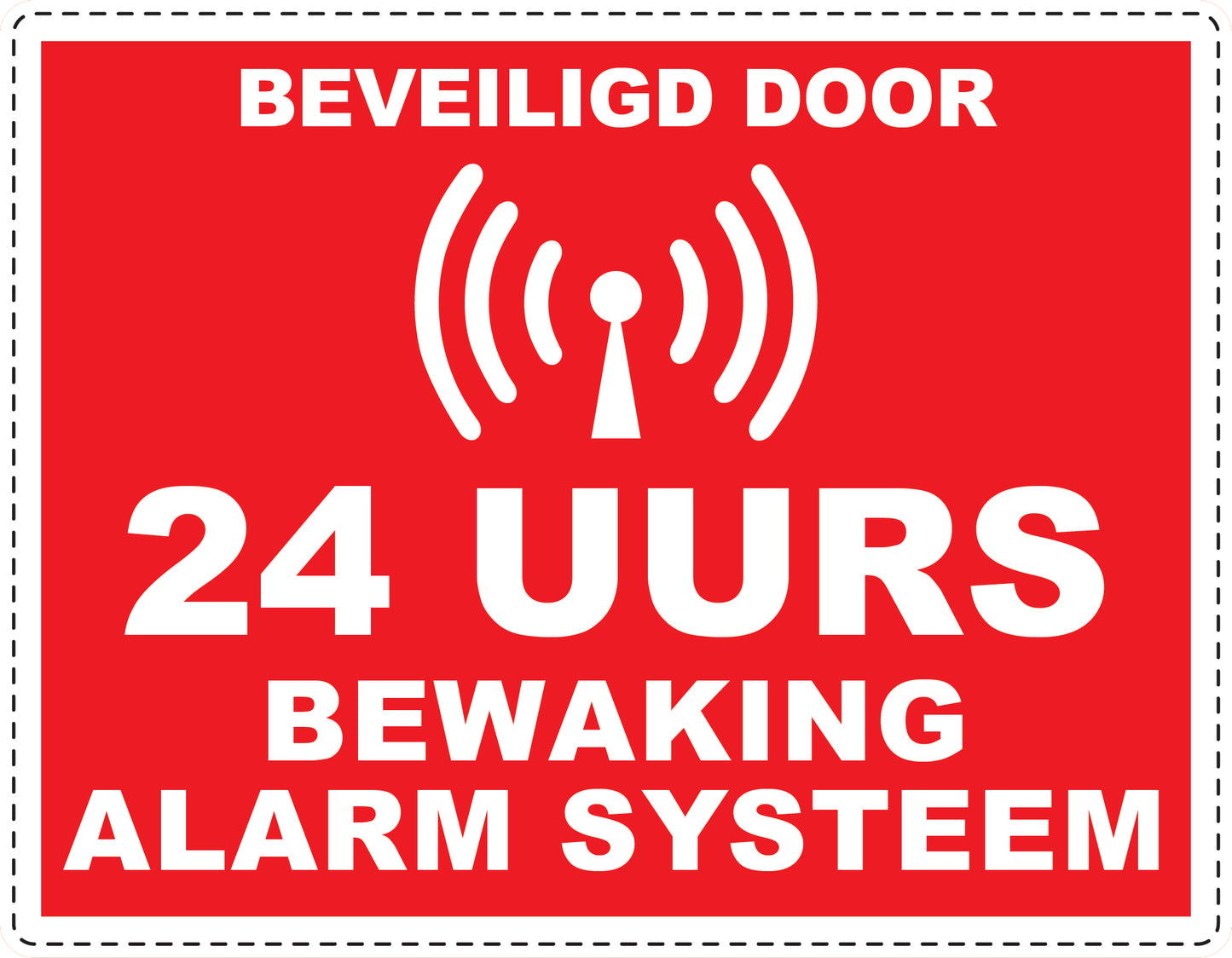 Alarmsticker 10-30 cm EW-ALARM-H-10400-14 Materiaal: wit PVC kunststof